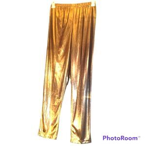 Vintage 80's Avon Gold Metallic Elastic Waist Leggings sz S